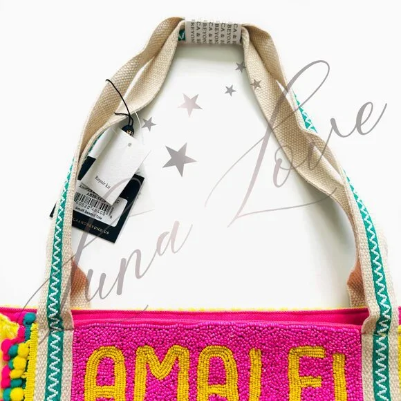 AMERICA & BEYOND Amalfi Beaded Lemon Tote NWT - Picture 4 of 9